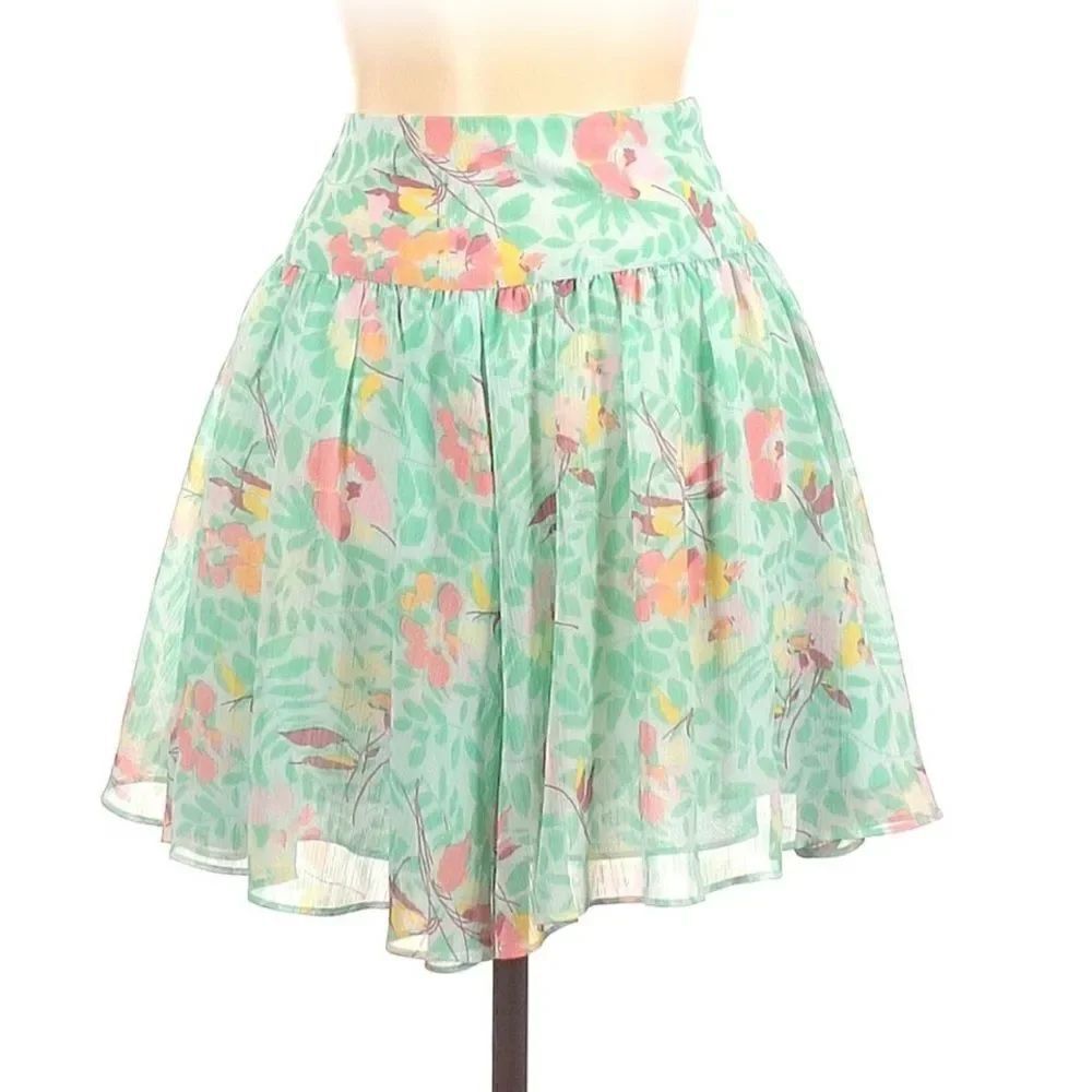 GAP Bright Multicolored Floral Skirt w/ Lining & Zipper on Side (Size:0)